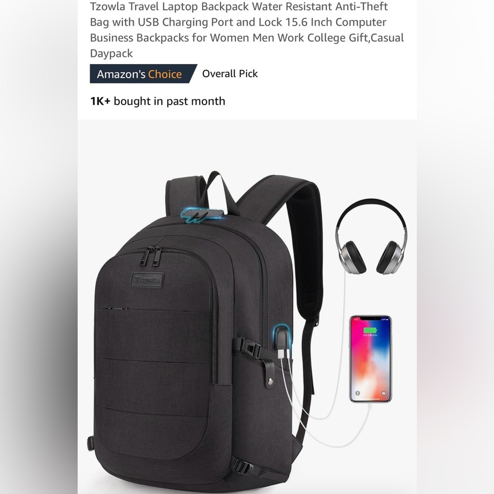 New Black Travel Backpack